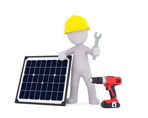 engineer with solar panel