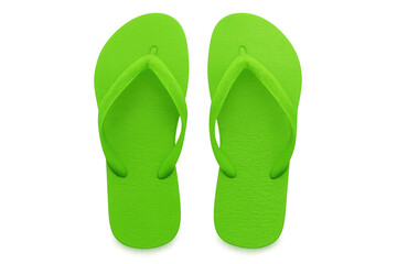 Vibrant green flip-flops isolated on a transparent background, representing summer, beach holidays, and casual footwear