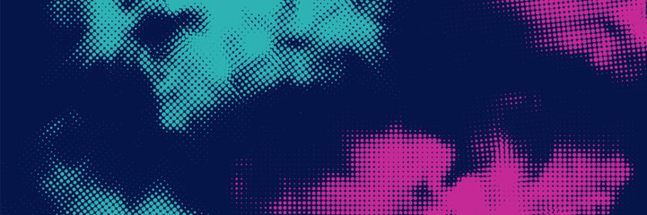 Vector halftone smoke effect. Vibrant abstract background. Retro 80's style colors and textures.