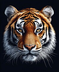 Fototapeta premium Majestic Tiger Portrait in the Wild with Striking Stripes and Intense Eyes