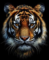 Fototapeta premium Majestic Tiger Portrait with Striking Stripes and Intense Eyes in the Wild