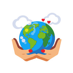 Caring for Our Planet-Hands Holding Earth with Love-Sustainable Future-Environmental Awareness-Protecting Mother Earth-Global Responsibility-Earth Day Illustration