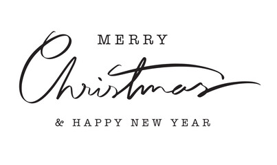 Merry christmas happy new year text font calligraphy hand written lettering script black color object Merry christmas happy new year happy holiday gift party event Merry christmas happy new year card