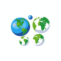 Cartoon Earth Globe Set-World Geography Illustration-Global Network Concept-Planet Earth Clipart-Education and Science-World Map for Kids-Earth Day Graphics