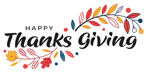 Festive Thanksgiving Greetings: Colorful Autumn Leaf Banner & Clipart