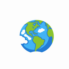 Naklejka premium Cartoon Earth with Clouds-Colorful World Illustration-Globe with Americas-Planet Earth Art-Global Awareness Image-Environmental Design