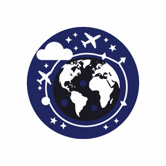 Global Travel Icon-Airplanes Flying Around the World-International Travel and Tourism Concept-Explore the World with Air Travel-Plan Your Next Adventure