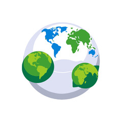 Naklejka premium Global Connection Illustration-World Map Graphic-Earth Day Concept-Sustainability Image-Eco Friendly Design-International Network Visual