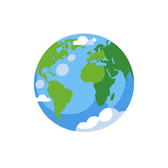 Cartoon World Globe Image-Illustration of Earth with Continents-Blue Oceans and Green Landmasses-Perfect for Geography Education or Environmental Awareness Projects