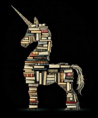 Colorful Stack of Books and Laptop in an Educational Setting Illustration