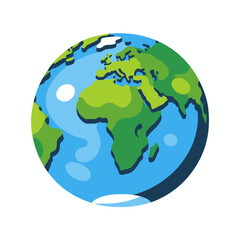 Naklejka premium Cartoon Globe Image with Africa-Europe-Asia View-World Map Illustration for Educational Purposes-Global Awareness Graphic-Geography Learning Tool-Earth Icon Design