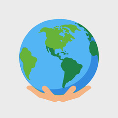 Hands Holding Planet Earth Illustration- World in Our Hands- Sustainability Concept- Protecting the Earth- Global Awareness- Environmental Responsibility- Earth Day Image