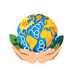 Protecting Our Planet-Hands Holding Earth Illustration-Sustainable Living and Environmental Conservation-Global Awareness and Responsibility