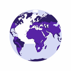 Fototapeta premium World Globe Illustration-Map of Earth in Purple and Blue-Global Cartography Image-Continents and Countries Visualized-Educational Resource-Geography Study Aid