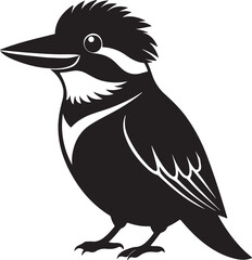 kookaburra bird silhouette, black and white silhouette, vector and illustration