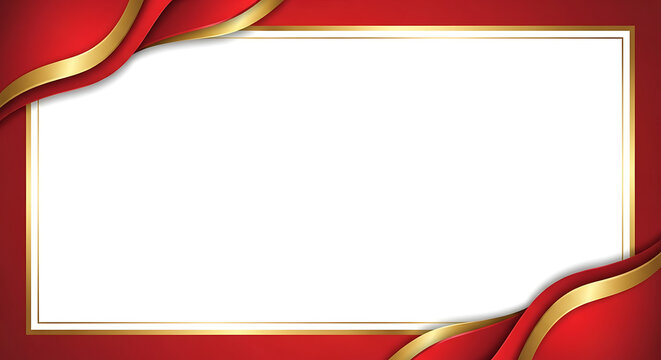 Red and gold frame background for certificate design or invitation card template with elegant border vector