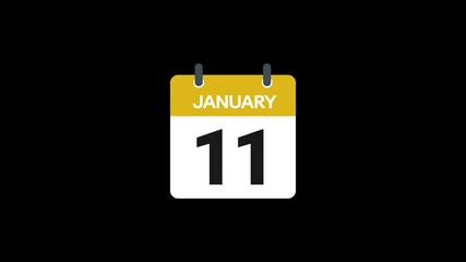 11 January in calendar animation without background