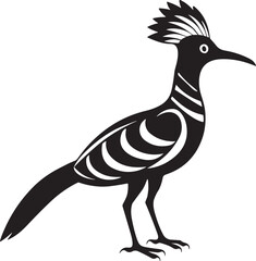 hoopoe bird silhouette, black and white silhouette, vector and illustration