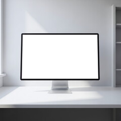 Computer monitor blank screen modern office desk