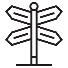 crossroads sign icon thin vector sign symbol