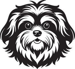 dog face silhouette, black and white silhouette, vector and illustration