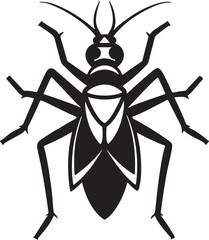 assassin bug silhouette, black and white silhouette, vector and illustration