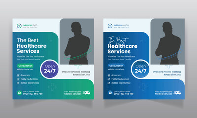 Medical healthcare social media banner design and web banner template
