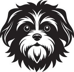 dog face silhouette, black and white silhouette, vector and illustration