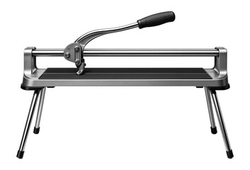 Tile cutter with a lightweight frame and foldable legs for easy transport to different job sites.