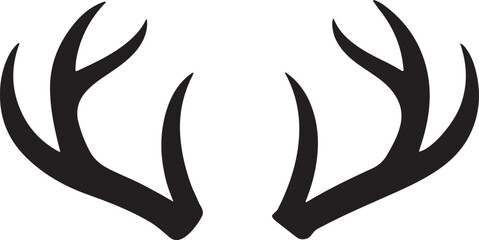 deer antlers silhouette, black and white silhouette, vector and illustration