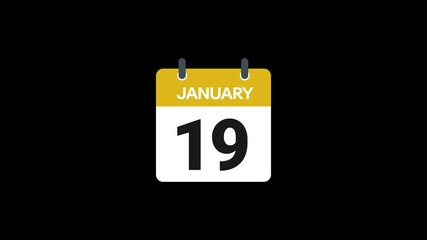 19 January in calendar animation without background