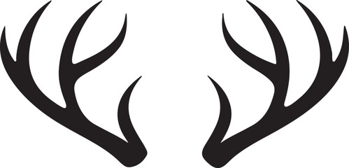 deer antlers silhouette, black and white silhouette, vector and illustration