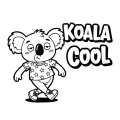 Cartoon Outline Funny Koala Wearing Shirt Illustration Character Design
