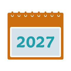 2027 Calendar Colored Icon. Editable Vector EPS Symbol Illustration.