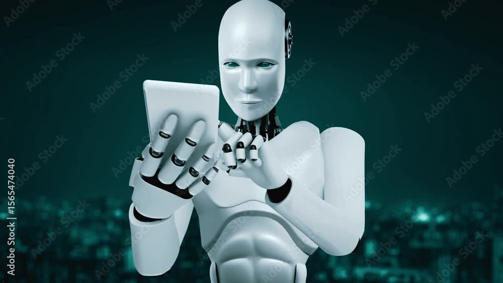 Poster future financial technology controll by ai robot huminoid uses machine learning and artificial intel