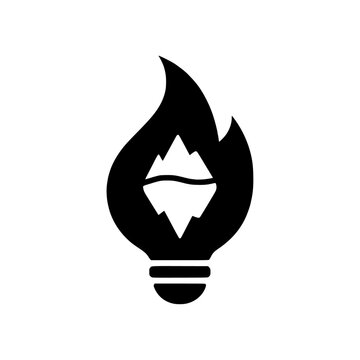 Flame bulb-iceberg icon