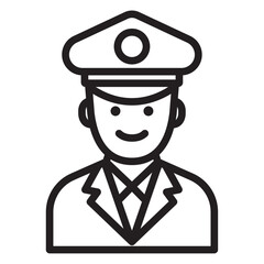Male chief officer icon thin vector sign symbol