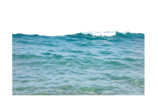 Transparent ocean wave overlay with white foam on white background, high-resolution fresh summer coastal design PNG