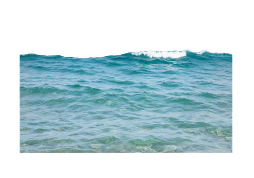 Transparent ocean wave overlay with white foam on white background, high-resolution fresh summer coastal design PNG