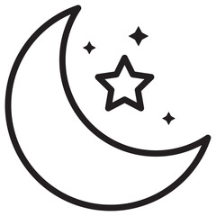 Moon and stars icon thin vector sign symbol