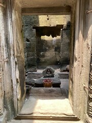 The Buddha's altar stands in the temple for people to worship.
