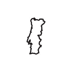 Portugal map icon thin vector sign symbol