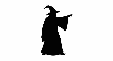 Wizard Casting Spell Vector &ndash; Silhouette for Fantasy, Magic, and Sorcerer Illustration Concepts
