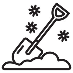Snow and shovel icon thin vector sign symbol