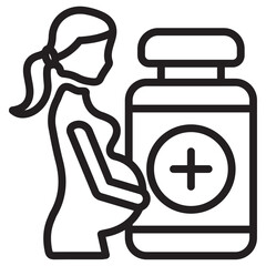 Supplements for pregnant women icon thin vector sign symbol
