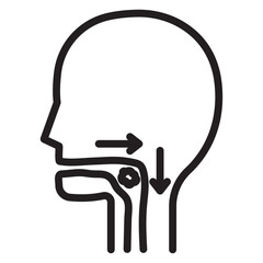 Swallowing reflex icon thin vector sign symbol