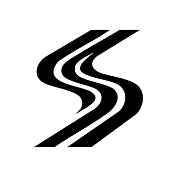 Triple layered stylized road forming an abstract S-shape, symbolizing dynamic movement, traffic, and layered paths.

