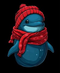 Funny Cartoon Fish Monster Illustration for Halloween with Smiling Woman Character