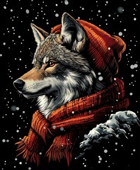Portrait of a Gray Wolf Canis Lupus in Winter Wildlife Setting