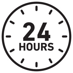 24 hours icon thin vector sign symbol